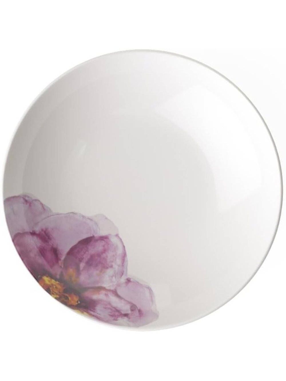 Elegant Rose Garden Soup Bowl & Pasta Plate - 9.5" Premium Porcelain, White/Pink